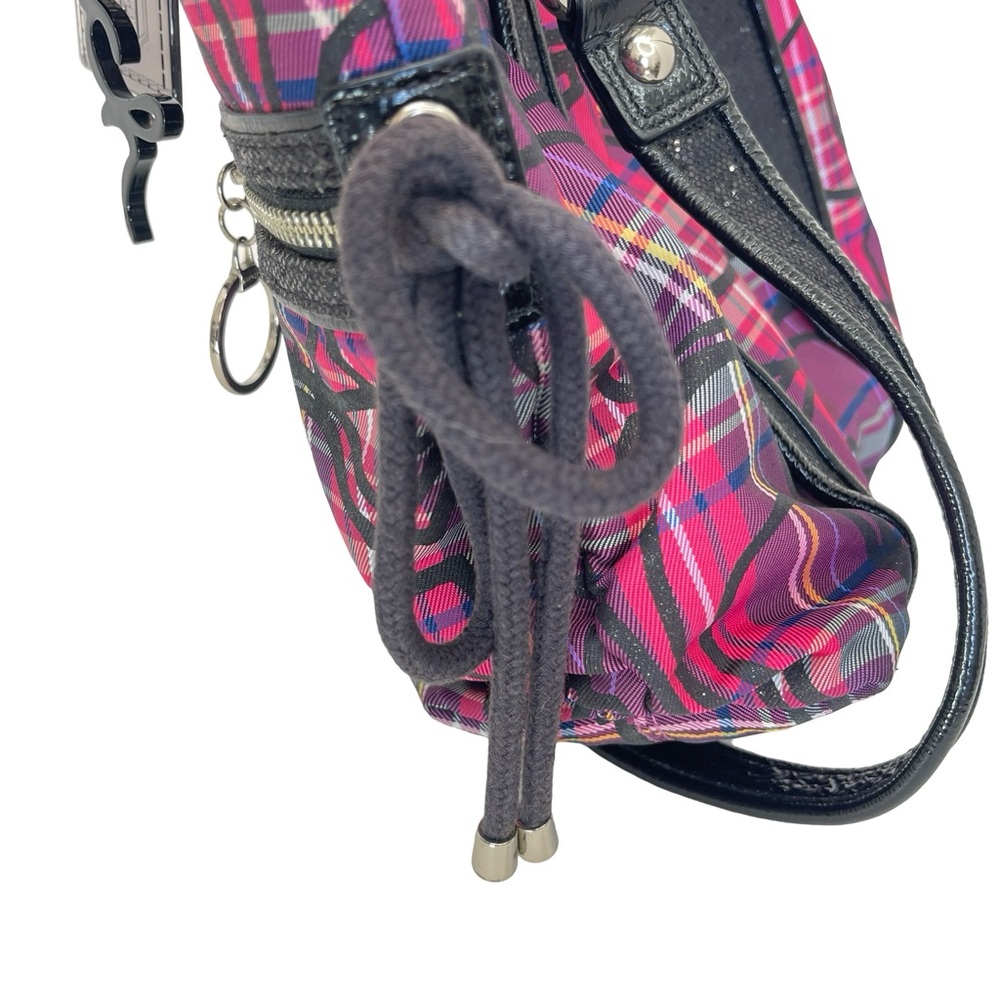 Coach Pink Plaid Signature Tote with Navy Trim - Picture 5 of 14